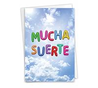 NobleWorks Funny Spanish Good Luck Greeting Card with 5 x 7 Inch Envelope (1 Card) Mensajes Inflados - Buena Suerte (Not Actual Balloons) C5651SGLG-SL