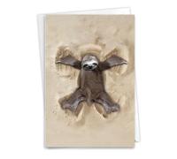 NobleWorks Funny Thank You Greeting Card with 5 x 7 Inch Envelope (1 Card) Sand Angels - Sloth C6844ITYG