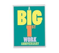 NobleWorks Happy 1st Year Work Anniversary XL Card Milestone J9136MAG-WA | Big Notecard w/ Envelope from All of Us for Employee Office Career Greeting from Coworkers Family One Year