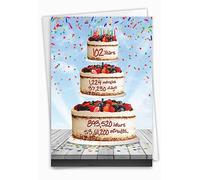 NobleWorks - Happy Birthday Card, Milestone Greeting Card with Envelope (4.63 x 6.75 Inch) - 102 Year Time Count C2775MBG