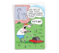 NobleWorks - Hilarious Father's Day Card with Envelope - Funny Dad, Father Notecard Humor - Cussing Grass Cutter C6797FDG