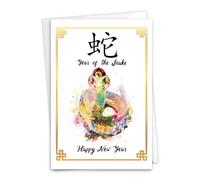 NobleWorks Lunar New Year Greeting Card with 5 x 7 Inch Envelope (1 Card) Year Of The Snake C10002CLNG