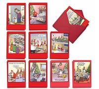 NobleWorks Variety Pack of 20 Christmas Greeting Cards with Envelopes, Humor Holiday Assortment for Men and Women (10 Designs, 2 Each) Tim Whyatt's Christmas Crack-Ups AC1250XSG-B2x10