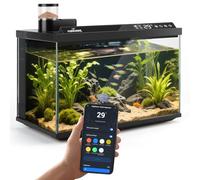 Nobleza 30L Smart Aquarium Fish Tank Starter Kit, App Control, 11 Colour Modes Plant-Safe LED, Music Light Rhythm, 4-Stage Filtration, Automatic Feeder, One-Tap Drain, Ultra-Clear White Glass Tank