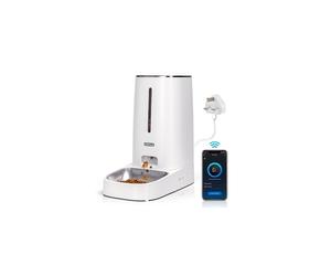 Nobleza 4L Automatic Cat Feeder, APP Control, 2.4G WiFi Smart Dry Food Dispenser with Stainless Steel Bowl, 10s Voice Recorder, Battery Operated,