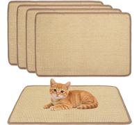 Nobleza 4Pack Cat Scratching Mats, 42x32cm Natural Sisal Cat Scratch Mat, Self-Adhesive Cats Scratching Pad for Indoor Cats, Kitten Sofa Protector, Anti Kitten Kitty Scratch Furniture Protector