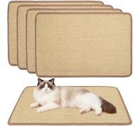 Nobleza 4Pack Cat Scratching Mats, 60x40cm Natural Sisal Cat Scratch Mat, Self-Adhesive Cats Scratching Pad for Indoor Cats, Kitten Sofa Protector, Anti Kitten Kitty Scratch Furniture Protector