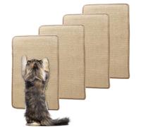 Nobleza 4PCS Cat Scratching Mat Natural Sisal Cat Scratch Mat Self-Adhesive Cat Scratching Pad Anti Cat Scratch Furniture Protector Cat Sofa Protector Cat Kitten Scratch Pad Beige 16.54x12.6in/42x32cm