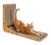 Nobleza Cardboard Cat Scratchers, 60cm Large Cat Scratching Board for Indoor Cats with Ball Toy, L Shape Vertical Scratcher for Wall and Corner, Durable Kitten Scratch Bed