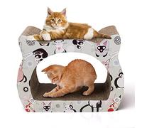 Nobleza - Cat scratch Post Scratching Board Cat Shape Kitten Lounge Cardboard Scratcher with Catnip