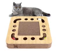 Nobleza Cat Scratcher, High Density Corrugated Cat Scratching Board, Catnip Scratcher Cardboard with 2 Bell Balls, Durable 3 in 1 Scratchers Pad Bed Toy for Indoor Cats, Size 33 * 33 * 5 cm