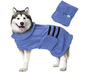 Nobleza Dog Bathrobe L Super Absorbent Drying Coat for Large Dog Blue