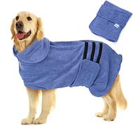 Nobleza Dog Bathrobe XL Dog Drying Coat Dogs Towel Robe Pets Dressing Gown Super Absorbent Pet Puppy Towelling Robe Fast Drying Adjustable Pet Bathrobe Towel for Extra Large Dogs Cat Blue