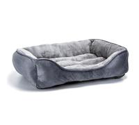 Nobleza Dog Bed Medium, Super Soft Washable Warm Plush Puppy Bed for Cats and Small Dogs, Rectangle Grey Pet Sofa With Anti-Slip Bottom, 67x57x18cm