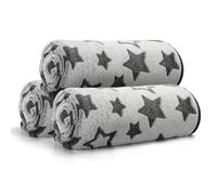 Nobleza Dog Blanket, 3 Pack 100x80cm Soft Fluffy Fleece Warm Cat Dog Blankets Washable, Pet Blankets for Medium Dogs Indoor Cats, Premium Flannel Star Prints Puppy Kitten Throw Grey