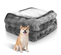 Nobleza Dog Blanket Washable 100x80cm, 400GSM Fluffy Bubble Fleece Pet Blanket, Premium Dog Blankets for Medium Dogs and Cats, Reversible Ultra Soft Warm Kitten Puppy Throw Blankets for Bed Sofa, Grey