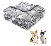 Nobleza Dog Blanket Washable for Medium Dogs - 100x80cm Pet Puppy Cat Blanket Heart Pattern Pet Flannel Fleece Blankets Soft Warm Dog Throw Pet Blankets for Dogs, Grey, 39.4x31.5in