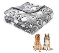 Nobleza Dog Blankets Large Washable - 120x100cm Pet Blanket Cat Blanket Heart Pattern Dog Flannel Fleece Blankets Soft Warm Pet Throw Pet Blankets for Dogs Cats Puppy, Grey, 47.2x39.4in