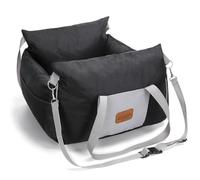 Nobleza Dog Car Seat - Waterproof With Storage Pockets, Non-Slip Booster for Small Dogs and Cats, Durable Travel Bed With Safety Leash, Black