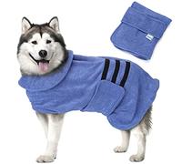 Nobleza Dog Dressing Gown L Dog Bathrobe Dog Towel Robe Dog Drying Coat Dog Robe Super Absorbent Pet Puppy Bathrobe Fast Drying Adjustable Dog Bathrobe Towel Dog Towel Coat for Large Dog Cat Blue