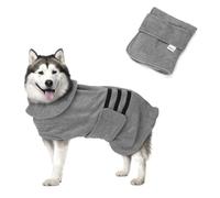Nobleza Dog Dressing Gown L Dog Bathrobe Dog Towel Robe Dog Drying Coat Dog Robe Super Absorbent Pet Puppy Bathrobe Fast Drying Adjustable Dog Bathrobe Towel Dog Towel Coat for Large Dog Cat Grey