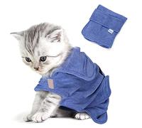Nobleza Dog Towel Robe XS Dog Bathrobe Puppy Drying Coat Towels Pet Dressing Gown Super Absorbent Pet Puppy Towelling Bathrobe Towel Fast Drying Adjustable Dogs Robe Towels for Small Dogs Cat Blue