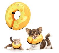 Nobleza Inflatable Dog Collar for After Surgery Recovery Collars for Dogs Neck Donut Dog Cone Collars Soft Pet Inflatable Collar for Dogs Cat Blow Up Pet Surgery Recovery Cone Small Yellow