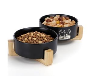 Nobleza Raised Cat Bowls, 2Pcs Ceramic Food Water Bowl for Small Puppies