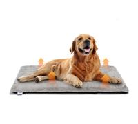 Nobleza Self Heating Pet Pad Dog Bed Extra Large, Soft Fleece Dog Crate Bed Mattress with Memory Foam, Non-Slip Self Warming Dog Cushion Cage Pad Washable, Grey, 91.5x58x4cm