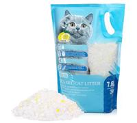 Nobleza Silica Cat Litter Crystals Odour Control, 7.6L Premium Lemon Scented Silicone Gel Kitten Litter, Non-Clumping Ultra Absorbent Cat Sand, Dust-Free and Low Tracking