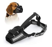 Nobleza Soft Dog Muzzle, Breathable Mesh Pet Muzzle with Reflective Strip, Adjustable Dog Mouth Cover to Prevent Biting Barking Chewing Puppy Training Muzzles for Grooming Allows to Pant Drink M Black
