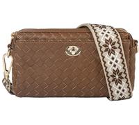 NOBLIFE Handwoven Crossbody Bag for Women, Shoulder Purse with Adjustable Strap Lightweight Summer Festival Bag Gift, Brown-streaks, S