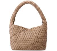 NOBLIFE Woven Bag for Women, Small Vegan Leather Summer Beach Purse, and Travel Handbags Ladies' Retro Chic Shoulder Bags, Apricot, S