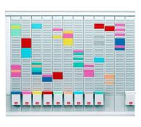 Nobo T-Card Annual Planning Kit, Wall Mount, 12 Columns & 32 Slots, Size 2, Includes T-Cards & Index Column, 32938864