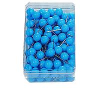 Nobo 1901327 Drawing Pins Spherical Top Length 13 mm Head 6 mm Set of 100 Blue