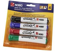 ACCO NOBO Drywipe Whiteboard Pens Glide 2 mm Bullet Tip Pack of 4 Coloured (1902096)