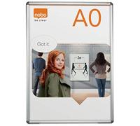 Nobo A0 Poster Frame Sign Holder With Snap Frame, Wall Mounted, Aluminium Trim, Anti-Glare Protective Cover, Premium Plus, Silver, 1902208