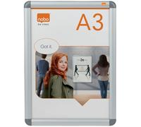 Nobo A3 Poster Frame Sign Holder With Snap Frame, Wall Mounted, Aluminium Trim,