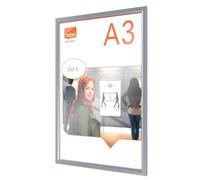 Nobo A3 Poster Frame With Anodised Clip Frame, Wall Mountable Sign Holder, Through Corner Fixing, Mitred Corners, Impression Pro, Anodised, 1915577