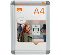Nobo A4 Poster Frame Sign Holder With Snap Frame, Wall Mounted, Aluminium Trim, Anti-Glare Protective Cover, Premium Plus, Silver, 1902214