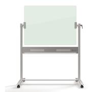 Nobo Glass Mobile Whiteboard with Horizontal Pivot (Flips Top to Bottom), Magnetic, 1200 x 900 mm, Includes Marker and Extra Strong Magnets, White, 1903943