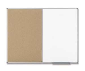 Nobo Classic Combination Board Drywipe and Cork with Aluminium Frame - W900 x H600 mm, White/Cork