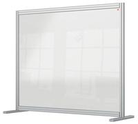Nobo Clear Acrylic Desk Divider, 1.4 m High, Free Standing Screen System, Premium Plus, 1200 x 1000 mm, 1915491