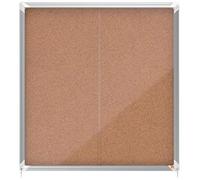 Nobo Cork Lockable Notice Board With Sliding Glass Door, 12 x A4, Premium Plus, Brown, 1902574