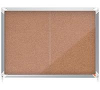 Nobo Cork Lockable Notice Board With Sliding Glass Door, 8 x A4, Premium Plus, Brown, 1915331