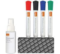 Nobo Dry Erase Whiteboard Accessory Starter Kit, Cleaning & Care Set, Includes 4 Marker Pens, Board Eraser & Cleaning Spray, 1903798