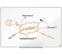 Nobo Enamel Magnetic Whiteboard With Pen Tray, 900 x 600mm, Slim Trim Frame, InvisaMount Mounting System, Impression Pro, 90 x 60cm, White, 1915395