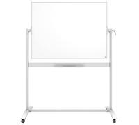Nobo Enamel Mobile Dry Wipe Magnetic Whiteboard With Horizontal Pivot (Flips Top To Bottom), Free Standing Mobile Whiteboard On Castor Wheels, With Pen Tray Holder, Magnets & Marker, White, 1901033