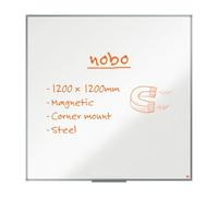 Nobo Essence 1200 x 1200mm Steel Magnetic Whiteboard, Corner Wall Mounting | Steel Magnetic Whiteboard with Durable Aluminum Trim, Includes Whiteboard Pen Tray, 15 Year Surface Guarantee