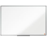 Nobo Steel Magnetic Whiteboard, 900 x 600mm, Aluminium Trim, Corner Wall Mounting, Includes Whiteboard Pen Tray, Essence Range, 90 x 60cm, White, 1905210